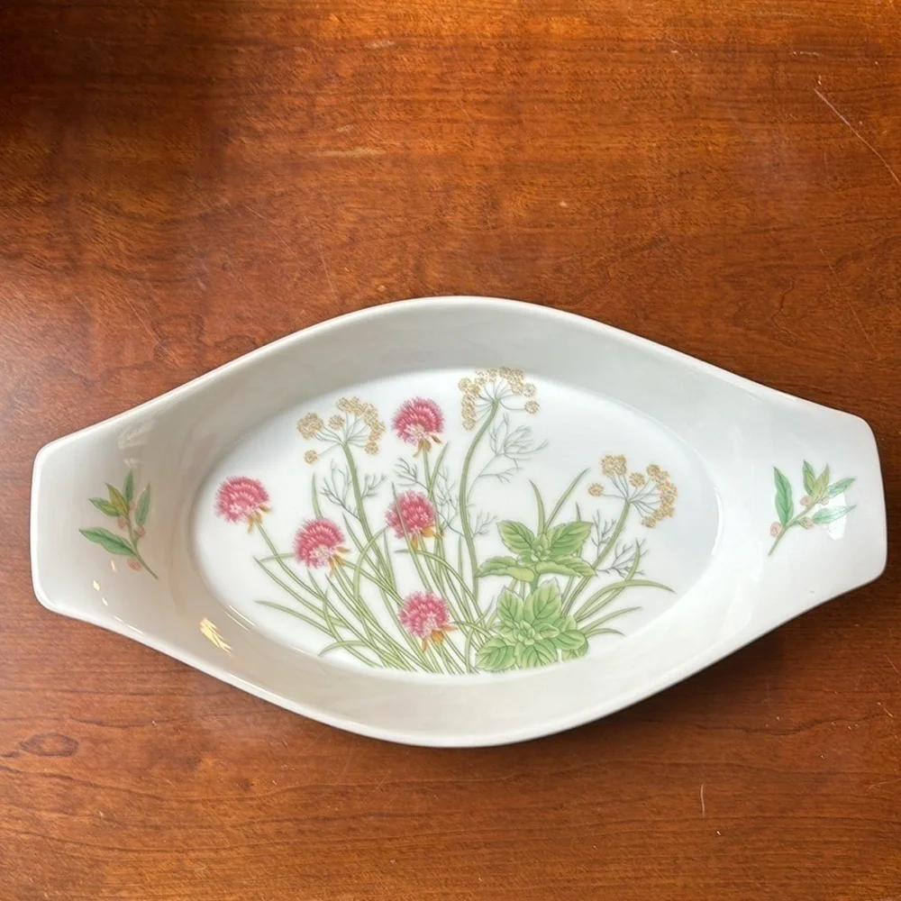 Shafford Herbs And Spices Porcelain Baking/Serving Au Gratin Dish Vintage 1980’s